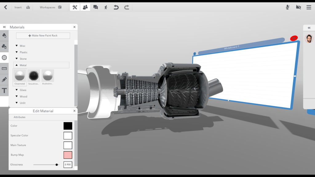 3D elements of machinery in CAD app