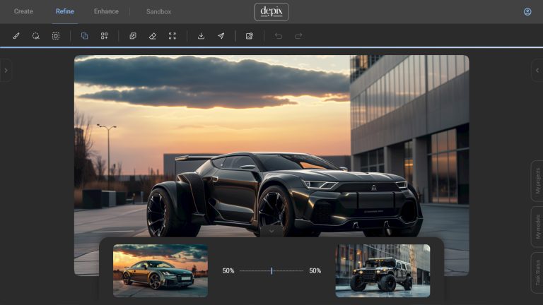 A car image enhanced with Depix AI