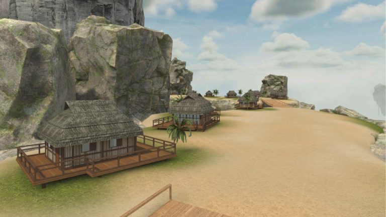 screens from Octonic's VR fintess platform "Sky Island"