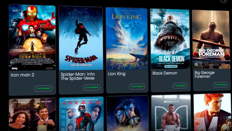 screens from MoviePass VR app