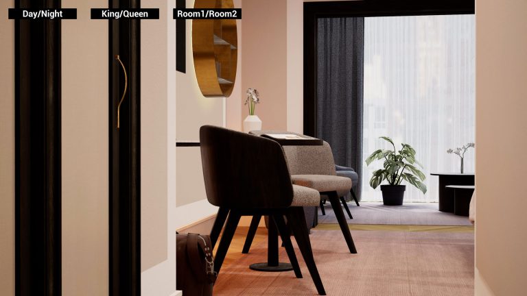 a virtual hotel room environment