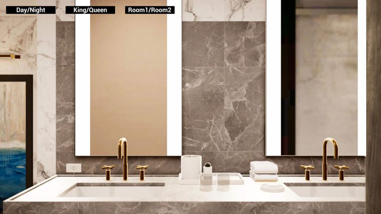 a virtual hotel room environment bathroom