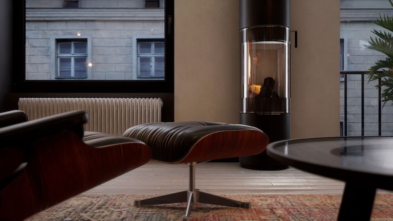 screens from VR environment fireplace