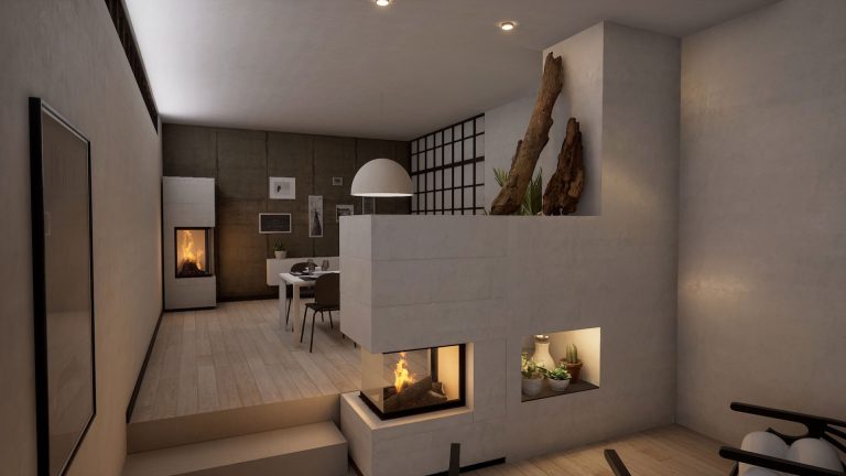 screens from VR environment fireplace option