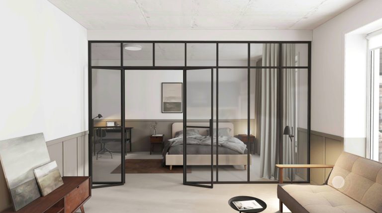 screens of webGL room with doors