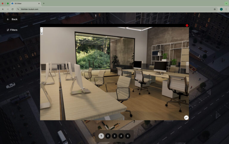 360° walkthrough of office interiors in web